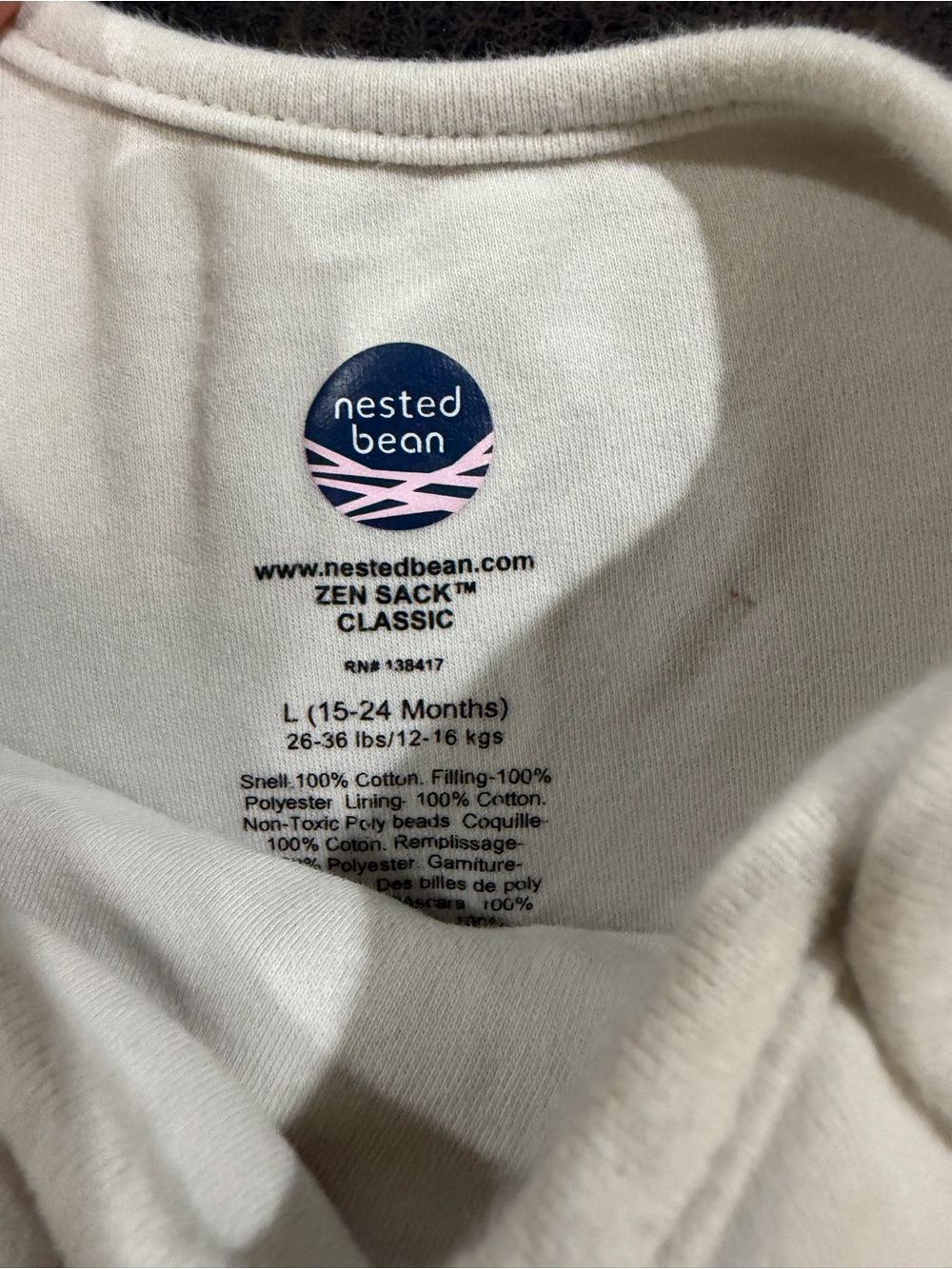 Large Nested Bean Sleep Sack - Picture 2 of 3